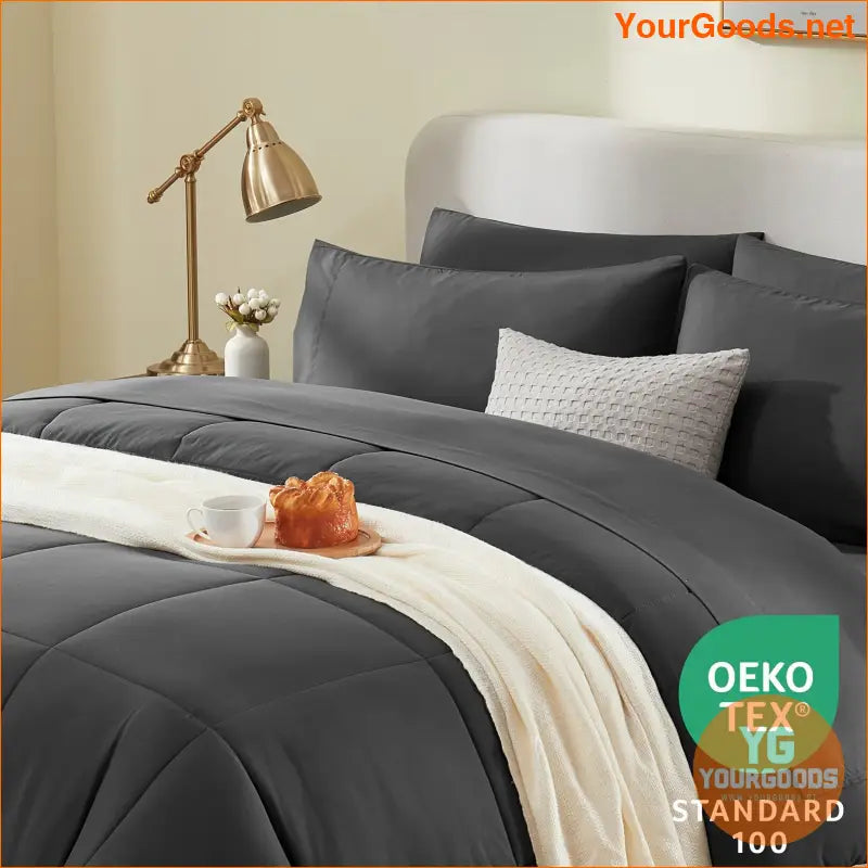 Queen Black 7Piece AllSeason Bedding Set - YourGoods Online Shop