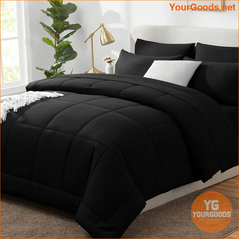 Queen Black 7Piece AllSeason Bedding Set - YourGoods Online Shop