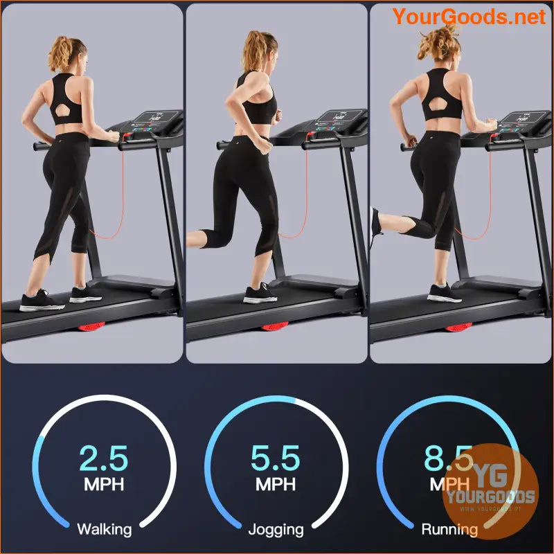 Quiet 30HP Foldable Treadmill with Heart Monitor 300 LBS Capacity - YourGoods Online Shop