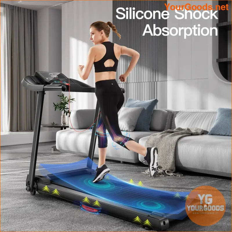 Quiet 30HP Foldable Treadmill with Heart Monitor 300 LBS Capacity - YourGoods Online Shop