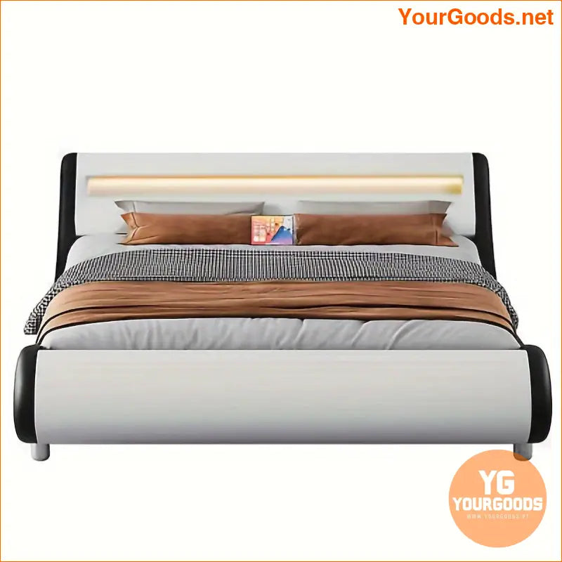 Quoyad Queen Bed with Ergonomic Headboard and LED White - YourGoods Online Shop