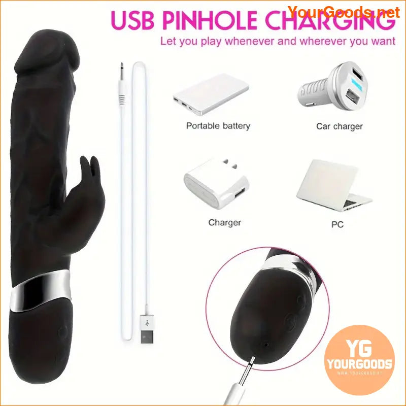 Rechargeable 9 Rabbit Vibrator with Clit and GSpot Stimulation - YourGoods Online Shop