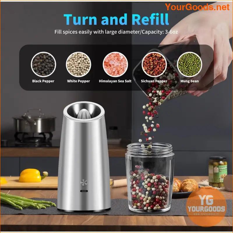 Rechargeable Electric Salt and Pepper Grinder Set with LED Light - YourGoods Online Shop