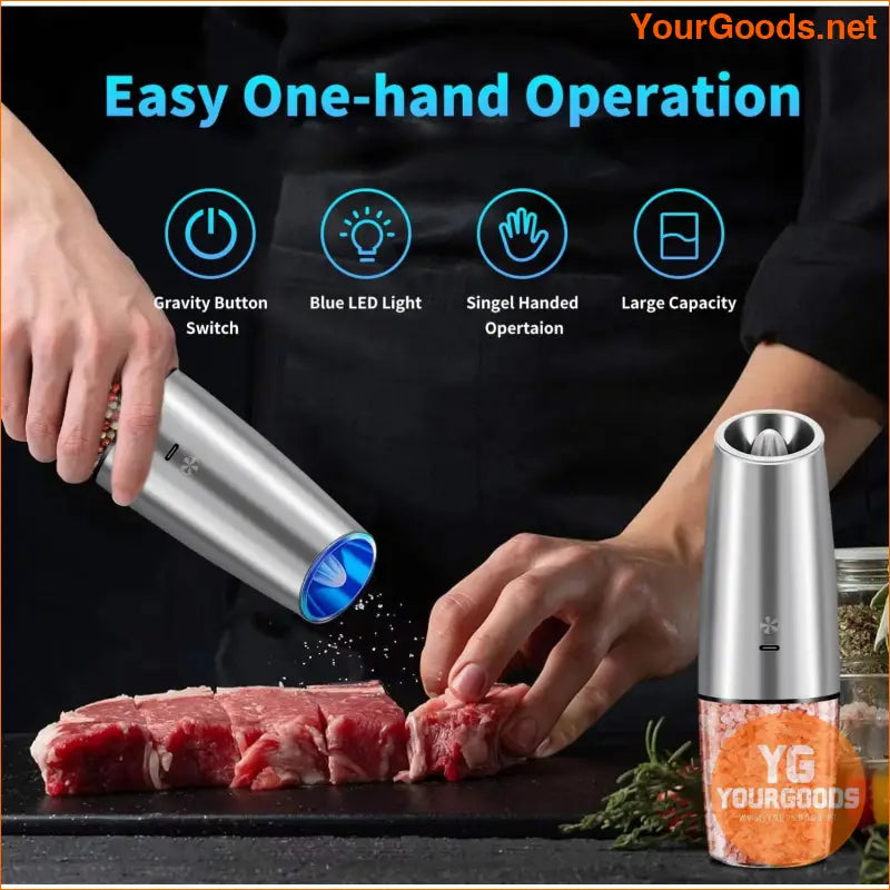 Rechargeable Electric Salt and Pepper Grinder Set with LED Light - YourGoods Online Shop