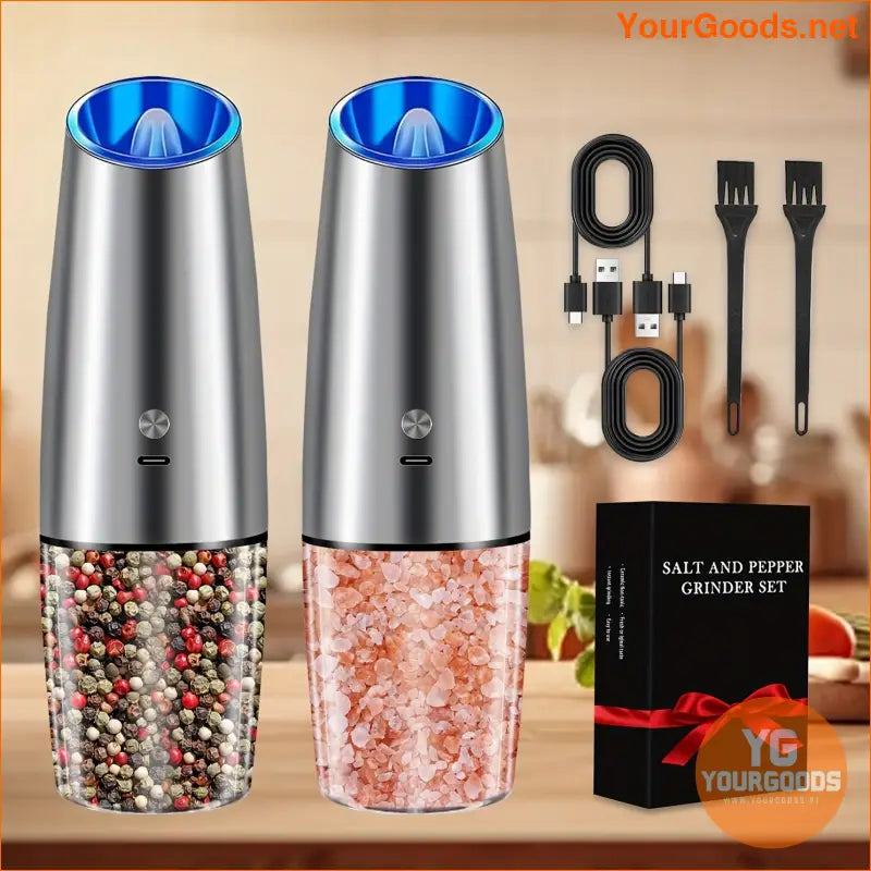 Rechargeable Electric Salt and Pepper Grinder Set with LED Light - YourGoods Online Shop