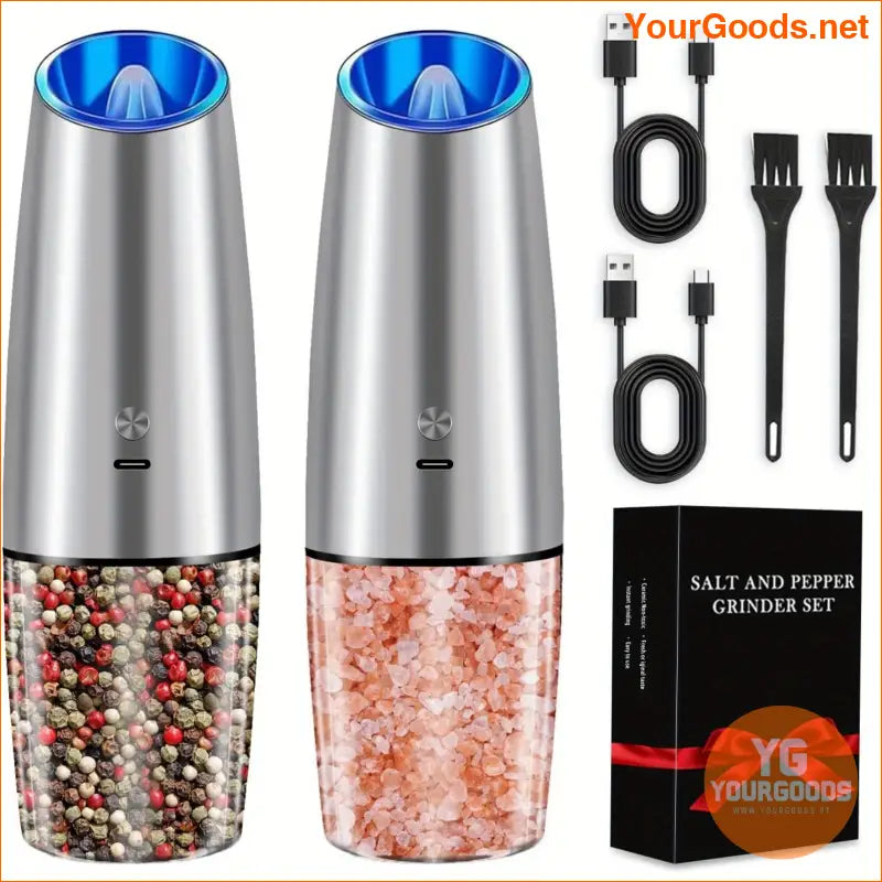 Rechargeable Electric Salt and Pepper Grinder Set with LED Light - YourGoods Online Shop