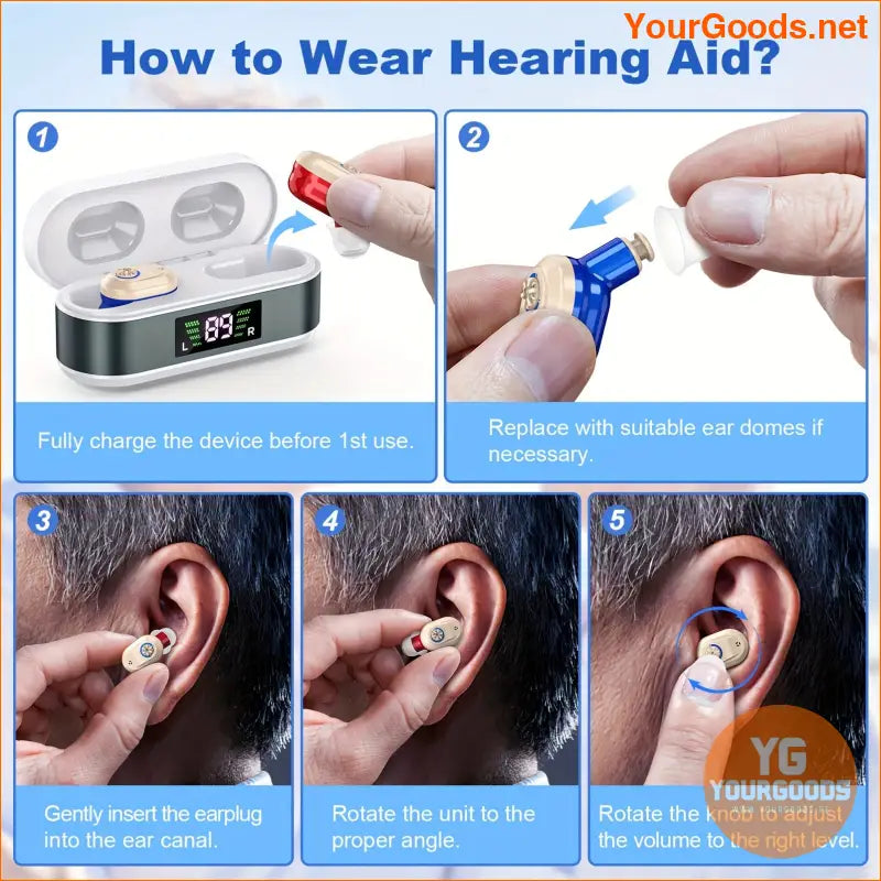 Rechargeable Invisible Hearing Aids with Noise Cancelling for Seniors - YourGoods Online Shop