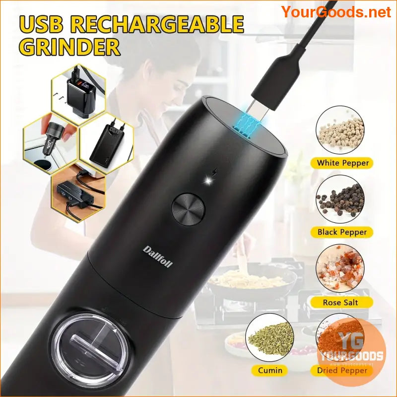 Rechargeable LED Salt and Pepper Grinder with Adjustable Coarseness - YourGoods Online Shop