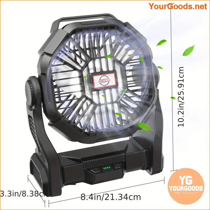 Rechargeable Portable Powerhouse Fan with LED Stepless Speed - YourGoods Online Shop