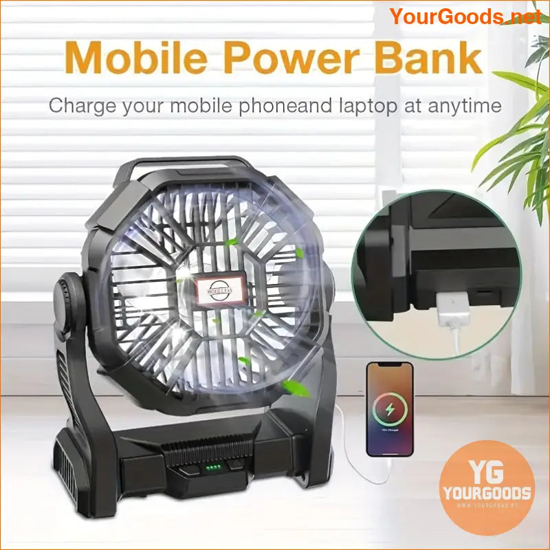 Rechargeable Portable Powerhouse Fan with LED Stepless Speed - YourGoods Online Shop