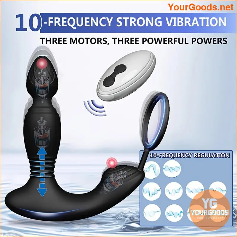 RemoteControl Thrusting Anal Vibrator Ring with 3 Motors - YourGoods Online Shop