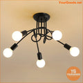 Retro 5 Light Industrial Black Chandelier Bulbs Excluded - YourGoods Online Shop