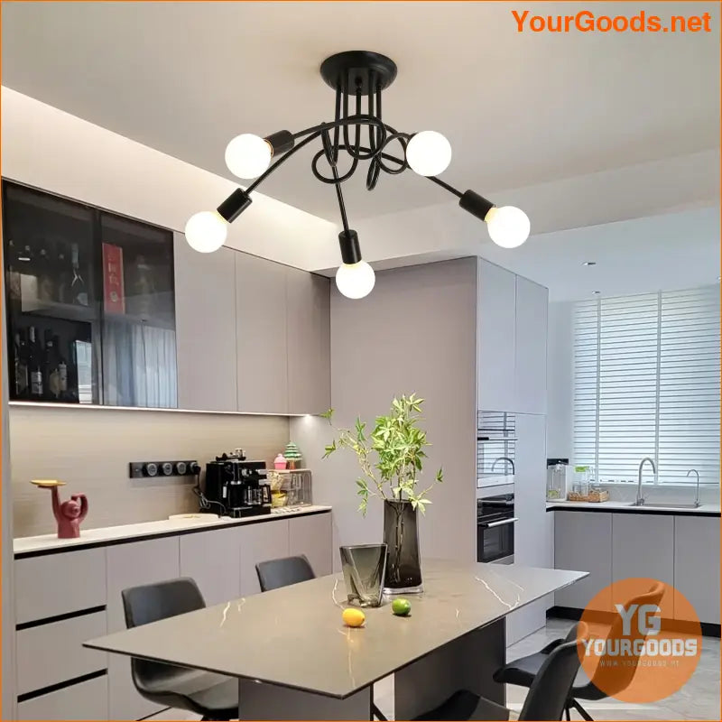 Retro 5 Light Industrial Black Chandelier Bulbs Excluded - YourGoods Online Shop