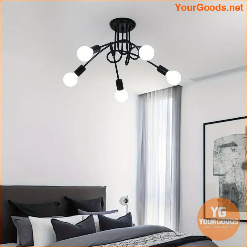 Retro 5 Light Industrial Black Chandelier Bulbs Excluded - YourGoods Online Shop