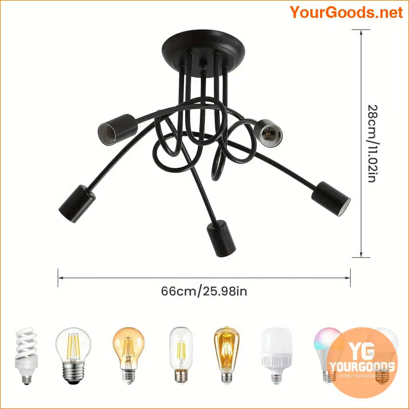 Retro 5 Light Industrial Black Chandelier Bulbs Excluded - YourGoods Online Shop