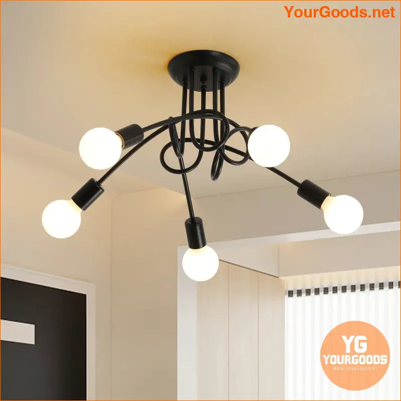 Retro 5 Light Industrial Black Chandelier Bulbs Excluded - YourGoods Online Shop