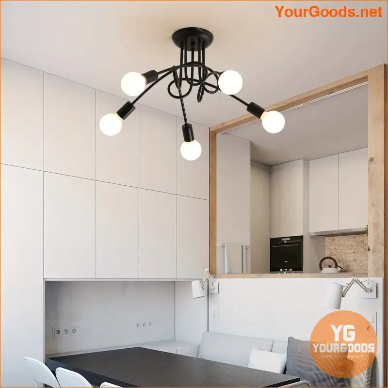 Retro 5 Light Industrial Black Chandelier Bulbs Excluded - YourGoods Online Shop