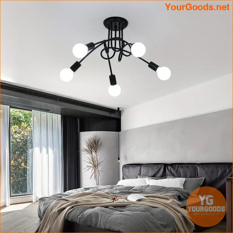 Retro 5 Light Industrial Black Chandelier Bulbs Excluded - YourGoods Online Shop