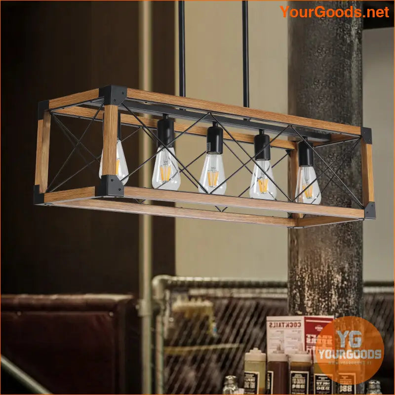 Retro Farmhouse Walnut Chandelier Bulb Free Design - YourGoods Online Shop