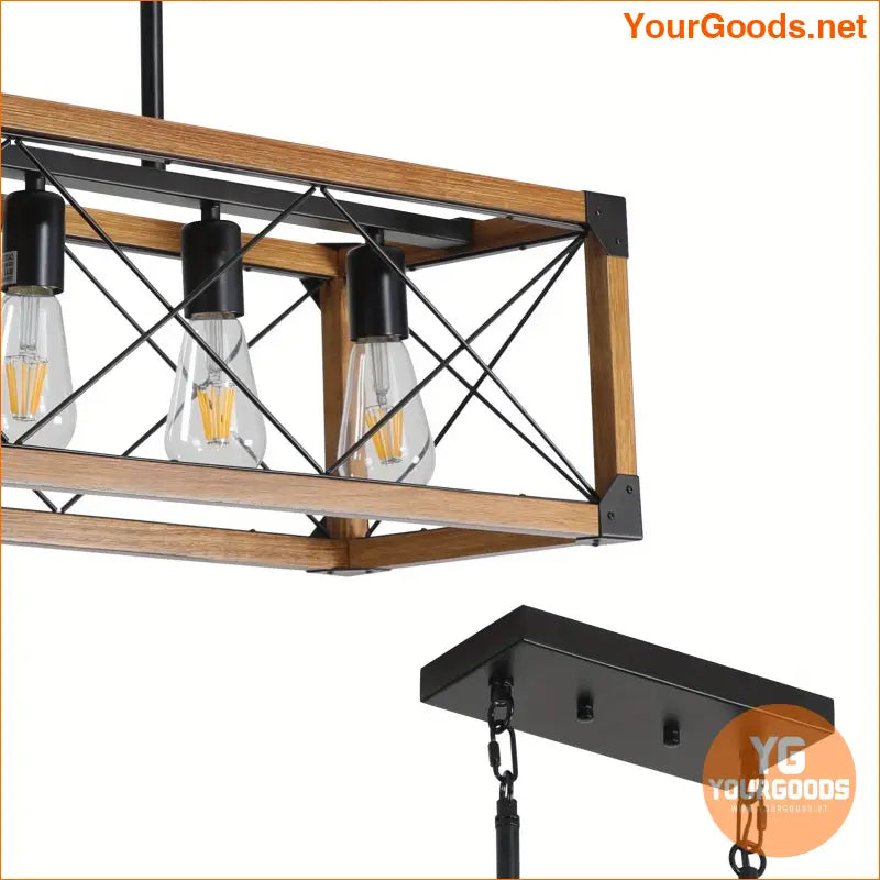 Retro Farmhouse Walnut Chandelier Bulb Free Design - YourGoods Online Shop