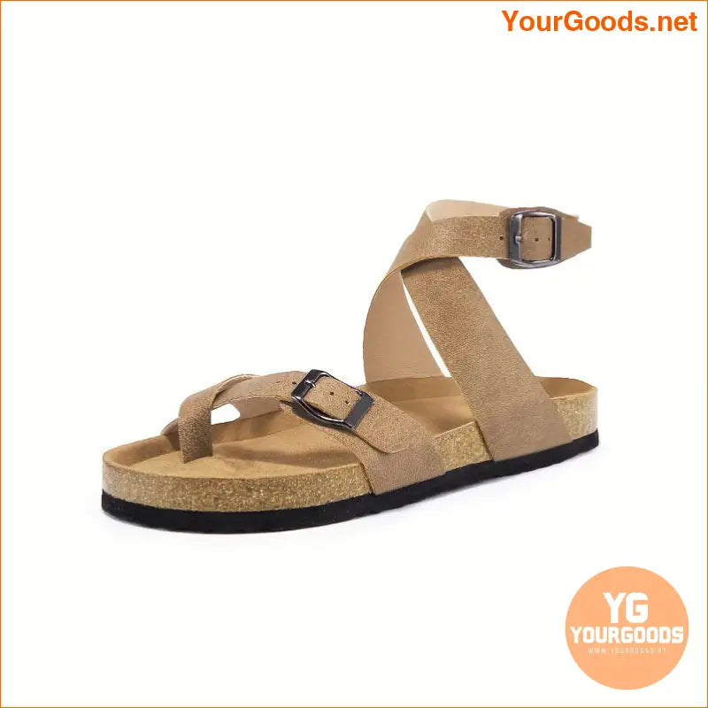 Retro Womens Flat Cork Toe Loop Sandals - YourGoods Online Shop