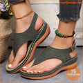 Retro Womens Wedge Sandals with Ankle Buckle Strap - YourGoods Online Shop