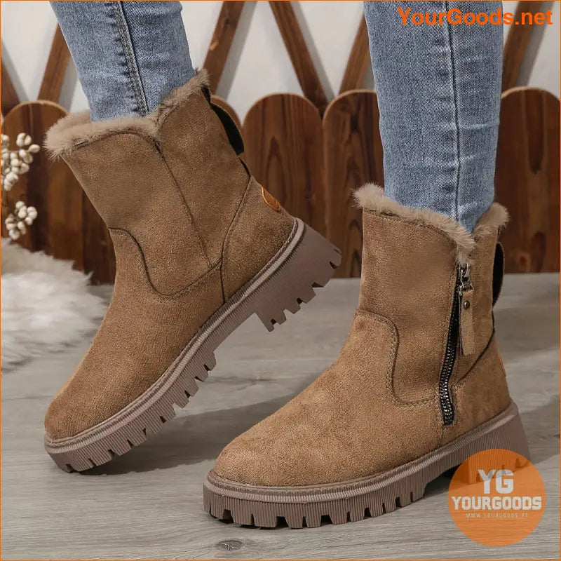 RetroChic Womens Flannel Winter Boots Warm Plush Lining - YourGoods Online Shop