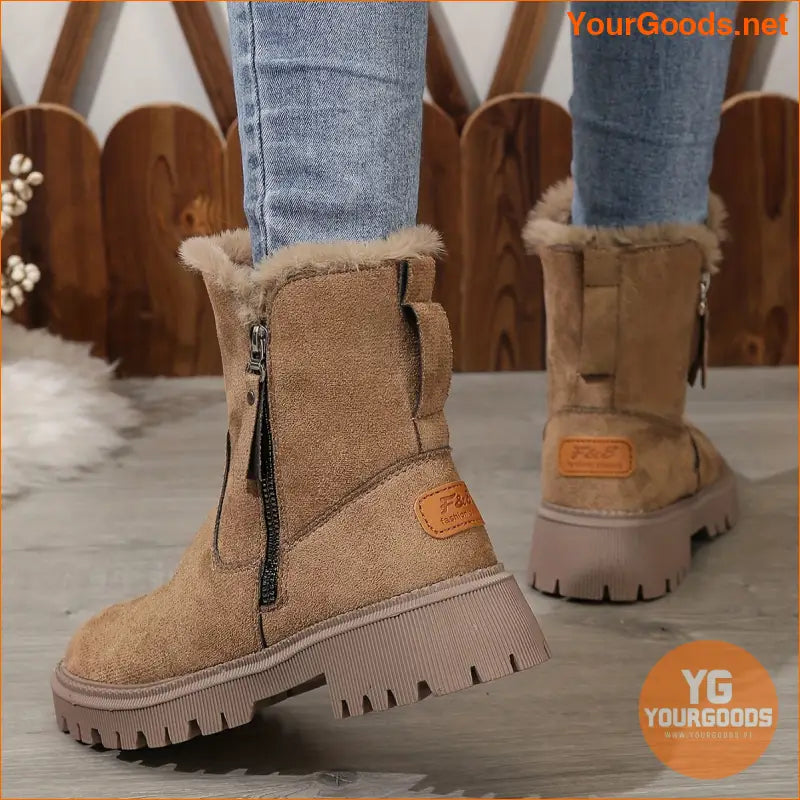 RetroChic Womens Flannel Winter Boots Warm Plush Lining - YourGoods Online Shop