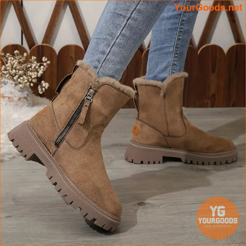 RetroChic Womens Flannel Winter Boots Warm Plush Lining - YourGoods Online Shop