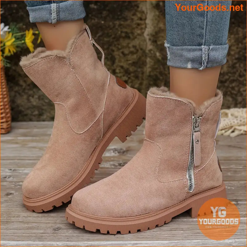 RetroChic Womens Flannel Winter Boots Warm Plush Lining - YourGoods Online Shop