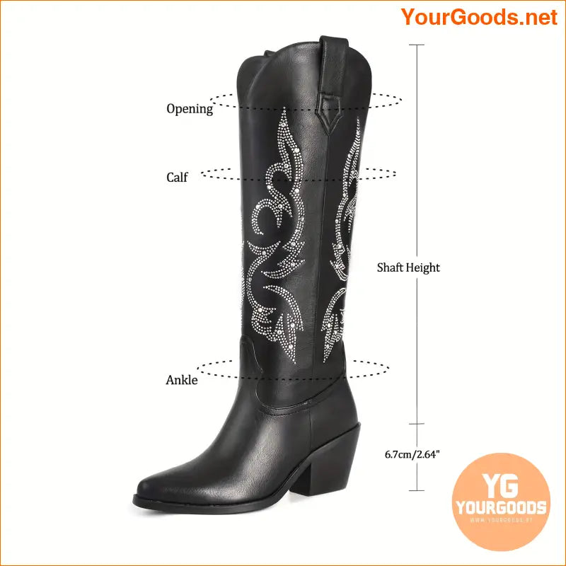 Rhinestone Wide Calf Womens Western Cowboy Boots - YourGoods Online Shop