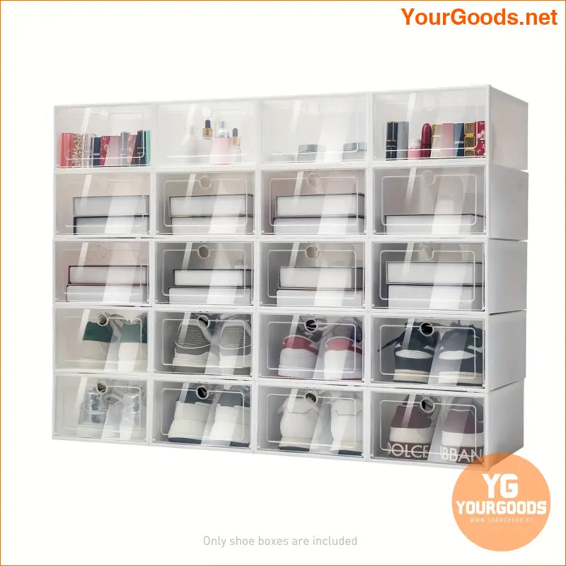 Set of 20 Foldable Clear Plastic Shoe Boxes - YourGoods Online Shop