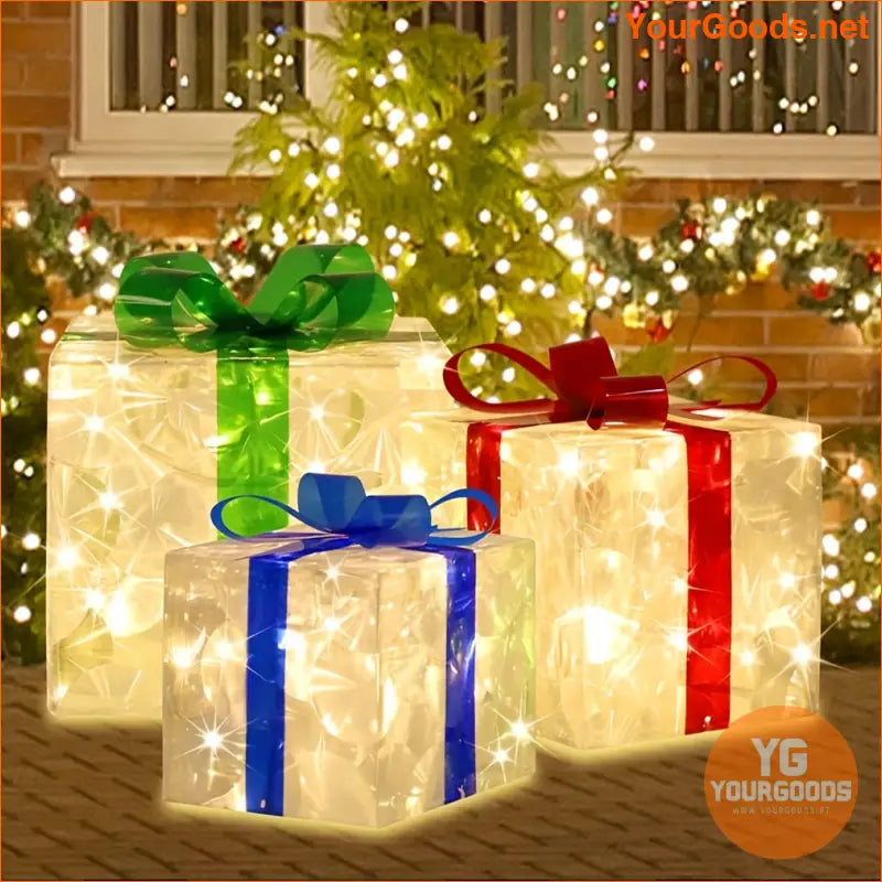 Set of 3 Lighted LED Christmas Gift Boxes - YourGoods Online Shop