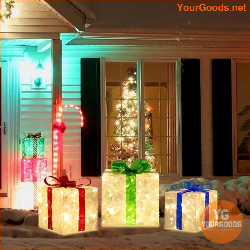 Set of 3 Lighted LED Christmas Gift Boxes - YourGoods Online Shop