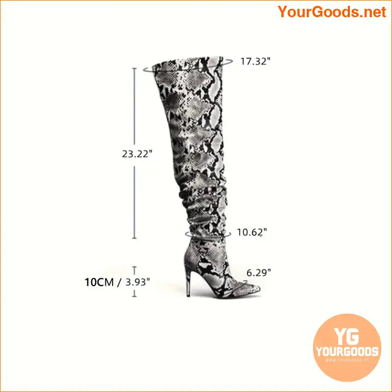 Sexy Snakeskin KneeHigh Boots with Exquisite Pleats - YourGoods Online Shop