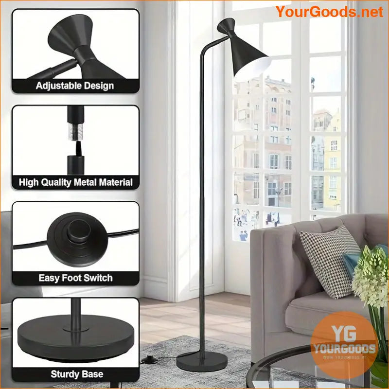 Sleek Adjustable Black Floor Lamp with Foot Switch - YourGoods Online Shop