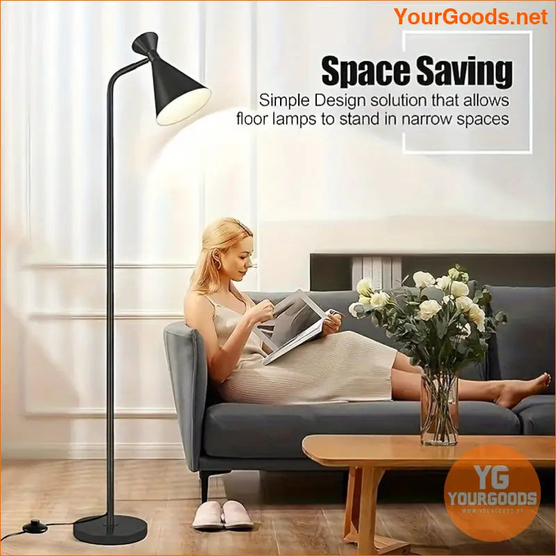 Sleek Adjustable Black Floor Lamp with Foot Switch - YourGoods Online Shop