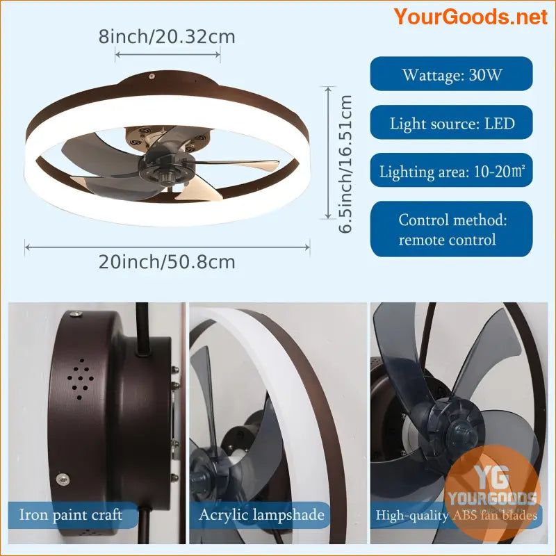 Sleek Flush Mount LED Ceiling Fan with 6 Speeds - YourGoods Online Shop