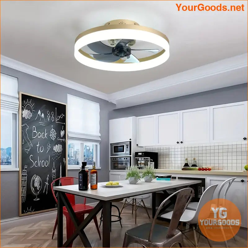 Sleek Flush Mount LED Ceiling Fan with 6 Speeds - YourGoods Online Shop