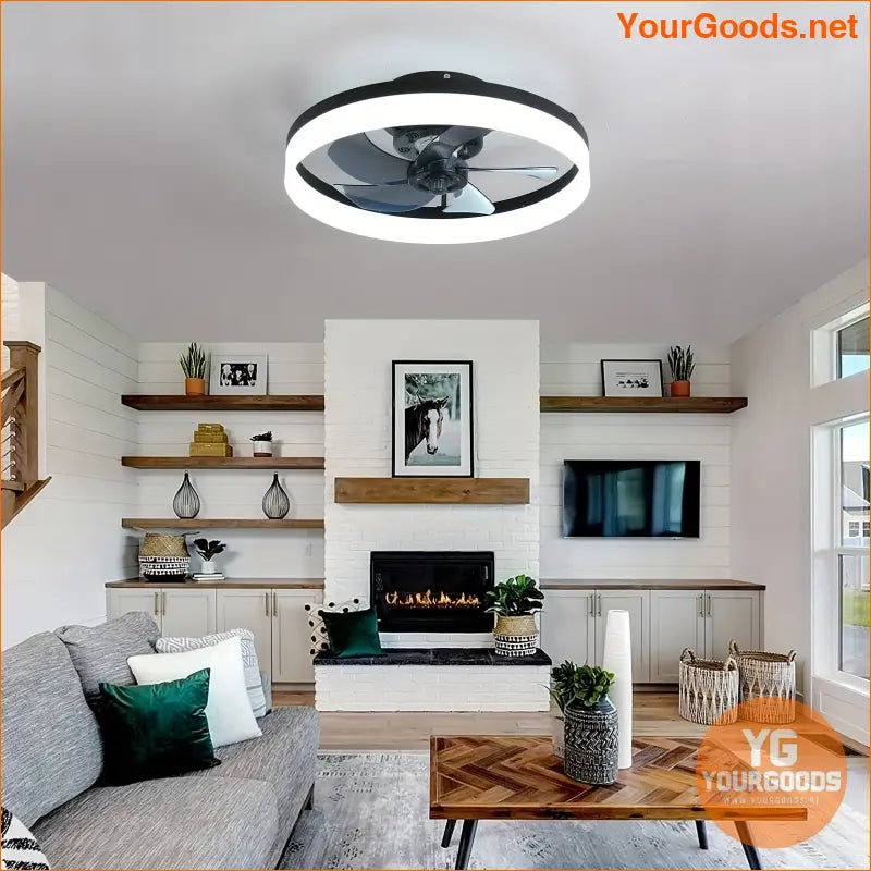 Sleek Flush Mount LED Ceiling Fan with 6 Speeds - YourGoods Online Shop