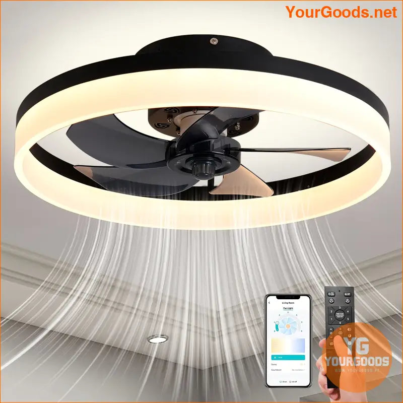 Sleek Flush Mount LED Ceiling Fan with 6 Speeds - YourGoods Online Shop