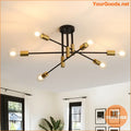 Sleek Modern Black Gold 6 Light LED Chandelier - YourGoods Online Shop