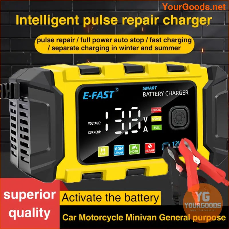 Smart Car Motorcycle Battery Charger with Display - YourGoods Online Shop