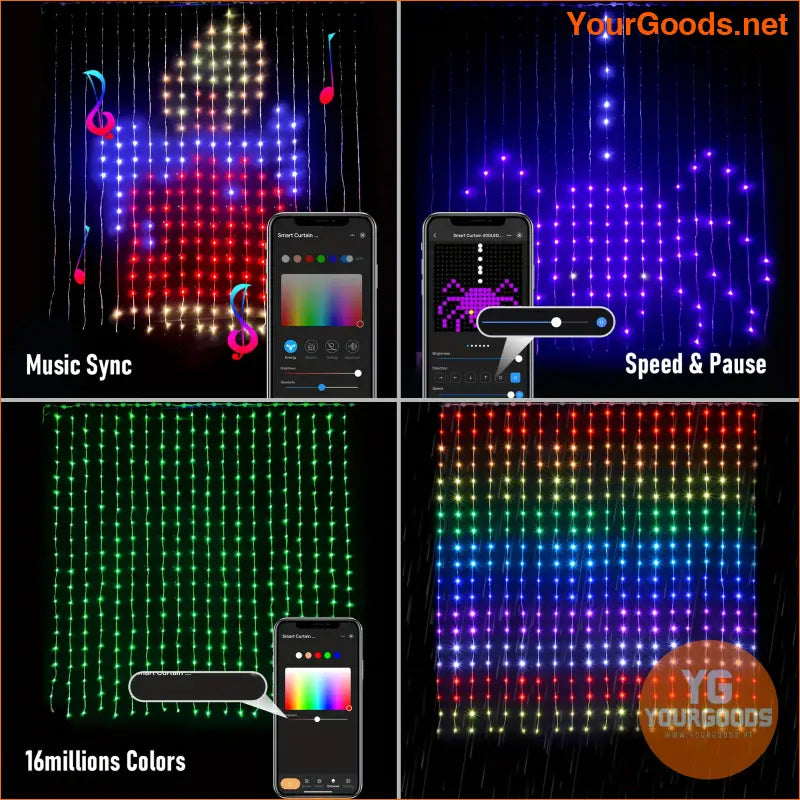 Smart RGB Curtain Lights Voice App Control Music Sync - YourGoods Online Shop