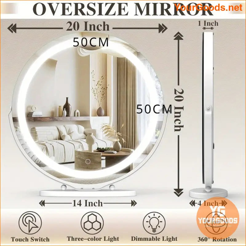 Smart Touch 20 LED Vanity Mirror Dimmable 360 Rotation - YourGoods Online Shop