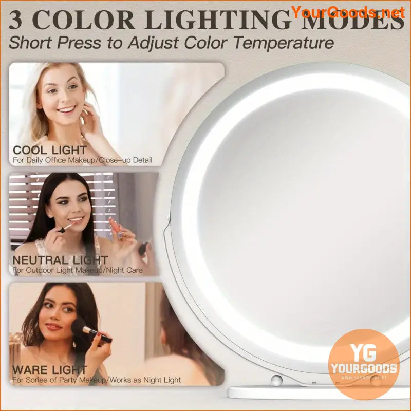 Smart Touch 20 LED Vanity Mirror Dimmable 360 Rotation - YourGoods Online Shop