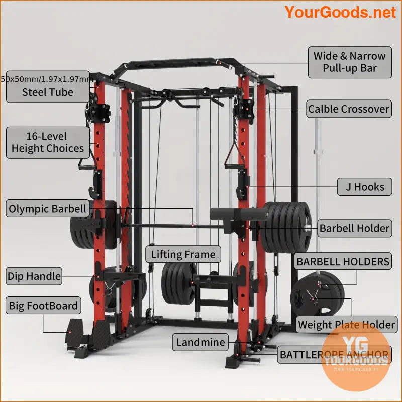 Smith Machine with Dual Pulley LAT System 2200lbs - YourGoods Online Shop