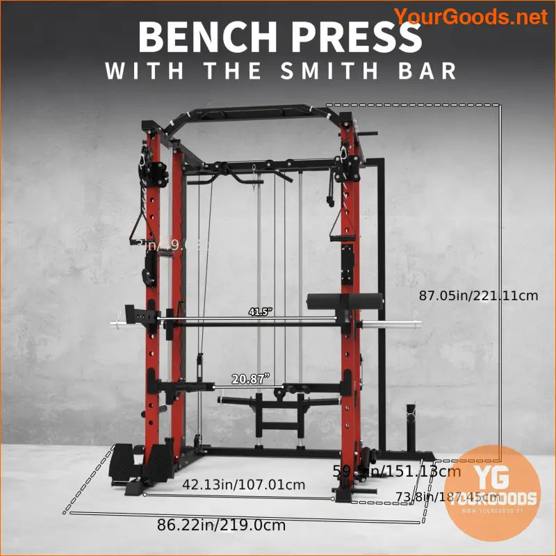 Smith Machine with Dual Pulley LAT System 2200lbs - YourGoods Online Shop