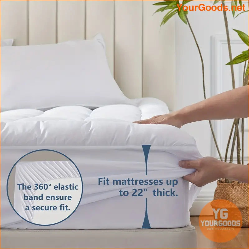 Soft Quilted 450GSM Plush Mattress Pad Hypoallergenic NonSlip Deep Pocket - YourGoods Online Shop