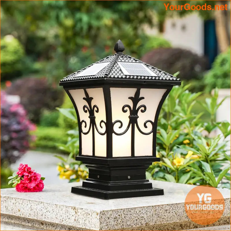 Solar Powered LED Fence Pillar Lamp Black - YourGoods Online Shop